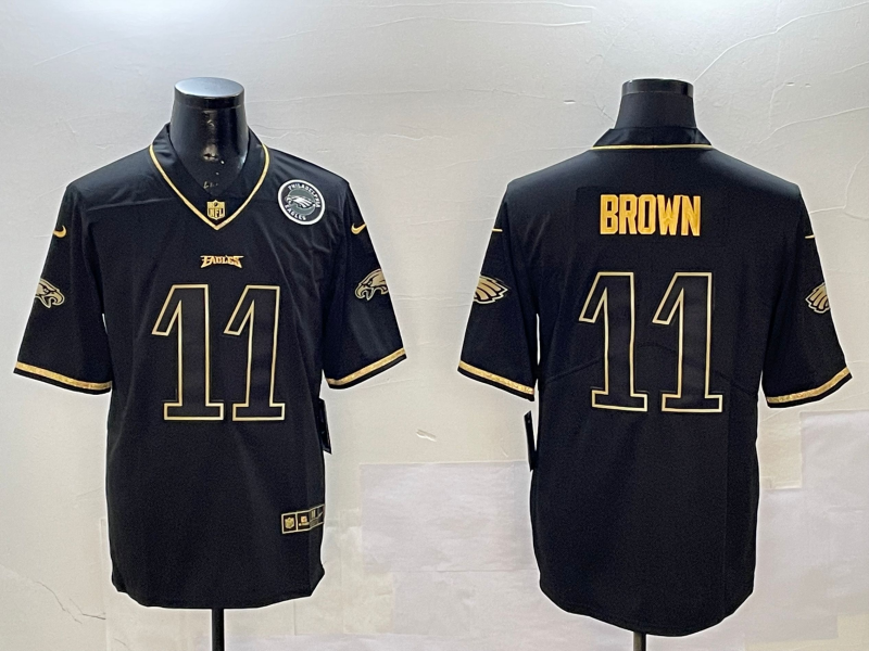 Men Philadelphia Eagles 11 Brown black 2025 Nike NFL jersey style 006